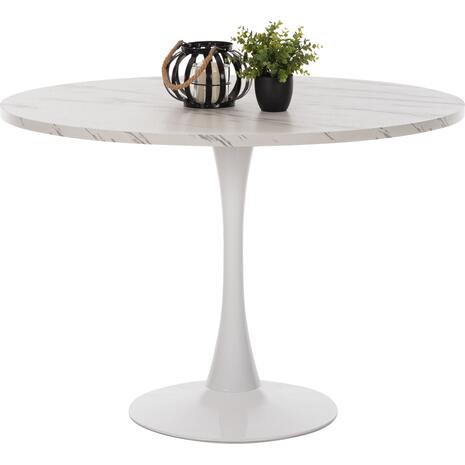 ΤΡΑΠΕΖΙ ΤΡΑΠΕΖΑΡΙΑΣ ROLLO HM9422.11 ΣΤΡΟΓΓΥΛΟ WHITE MARBLE Φ120x74Yεκ.
