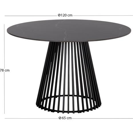 ΤΡΑΠΕΖΙ ΤΡΑΠΕΖΑΡΙΑΣ ΣΤΡΟΓΓΥΛΟ MEMNON SM18099 ΚΕΡΑΜΙΚΟ-ΜΕΤΑΛΛΟ ΣΕ ΜΑΥΡΟ Φ120x76Υεκ