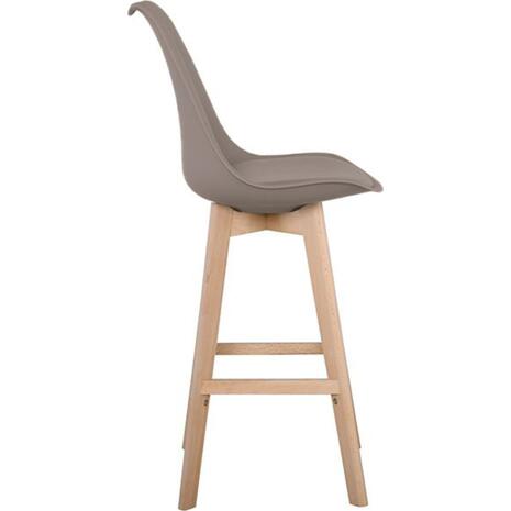 MARTIN Σκαμπό BAR Οξιά Φυσικό, Κάθισμα Η.67cm, PP-Pu Sand Beige, Μονταρισμένη Ταπετσαρία (σετ 4 τεμαχίων) (ΕΜ147,91)