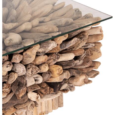 ΤΡΑΠΕΖΙ ΣΑΛΟΝΙΟΥ ΤΕΤΡΑΓΩΝΟ SPARROW HM9961 DRIFTWOOD--ΓΥΑΛΙ 75x75x51Υεκ.