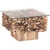 ΤΡΑΠΕΖΙ ΣΑΛΟΝΙΟΥ ΤΕΤΡΑΓΩΝΟ SPARROW HM9961 DRIFTWOOD--ΓΥΑΛΙ 75x75x51Υεκ.