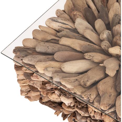 ΤΡΑΠΕΖΙ ΣΑΛΟΝΙΟΥ ΤΕΤΡΑΓΩΝΟ SPARROW HM9961 DRIFTWOOD--ΓΥΑΛΙ 75x75x51Υεκ.