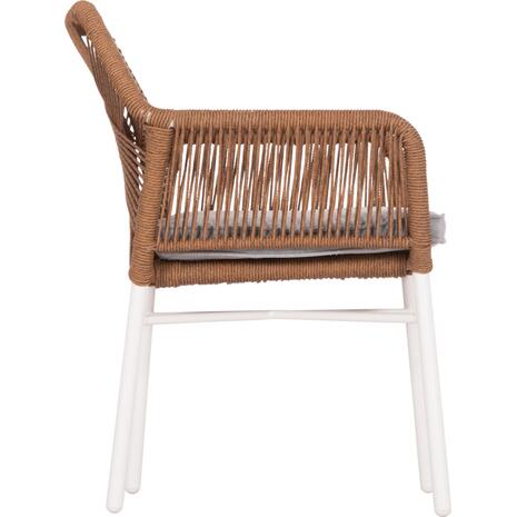 ΠΟΛΥΘΡΟΝΑ TOPIN HM6048.11 ΑΛΟΥΜΙΝΙΟ ΛΕΥΚΟ-P.E. RATTAN ΜΠΕΖ 59x63x81Υεκ