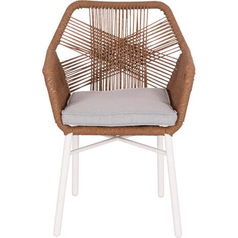 ΠΟΛΥΘΡΟΝΑ TOPIN HM6048.11 ΑΛΟΥΜΙΝΙΟ ΛΕΥΚΟ-P.E. RATTAN ΜΠΕΖ 59x63x81Υεκ
