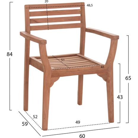 ΠΟΛΥΘΡΟΝΑ ΕΞΩΤ.ΧΩΡΟΥ ERMIONI HM18129 ΞΥΛΟ TEAK--ΦΥΣΙΚΟ ΧΡΩΜΑ 60x59x84Υεκ. (σετ 2 τεμαχίων)