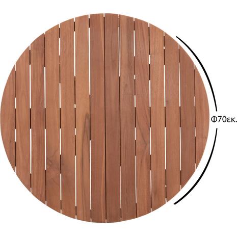 ΕΠΙΦΑΝΕΙΑ ΤΡΑΠΕΖΙΟΥ ΣΤΡΟΓΓΥΛΗ HM18133 ΞΥΛΟ TEAK--ΦΥΣΙΚΟ Φ70x4(πάχος)εκ.
