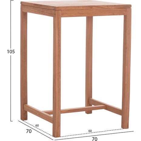 ΤΡΑΠΕΖΙ ΜΠΑΡ ΤΕΤΡΑΓΩΝΟ PRESSCOT HM18113 ΞΥΛΟ TEAK ΣΕ ΦΥΣΙΚΟ 70x70x105Υεκ.