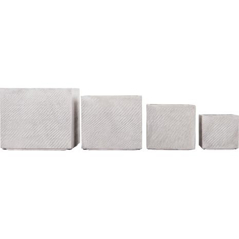 ΣΕΤ 4ΤΜΧ ΓΛΑΣΤΡΕΣ ΤΕΤΡΑΓΩΝΕΣ GARDENER HM4730 FIBERCLAY ΓΚΡΙ CEMENT 37x37x32Υεκ.