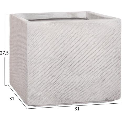 ΣΕΤ 4ΤΜΧ ΓΛΑΣΤΡΕΣ ΤΕΤΡΑΓΩΝΕΣ GARDENER HM4730 FIBERCLAY ΓΚΡΙ CEMENT 37x37x32Υεκ.