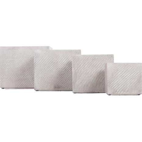 ΣΕΤ 4ΤΜΧ ΓΛΑΣΤΡΕΣ ΤΕΤΡΑΓΩΝΕΣ GARDENER HM4730 FIBERCLAY ΓΚΡΙ CEMENT 37x37x32Υεκ.