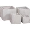 ΣΕΤ 4ΤΜΧ ΓΛΑΣΤΡΕΣ ΤΕΤΡΑΓΩΝΕΣ GARDENER HM4730 FIBERCLAY ΓΚΡΙ CEMENT 37x37x32Υεκ.