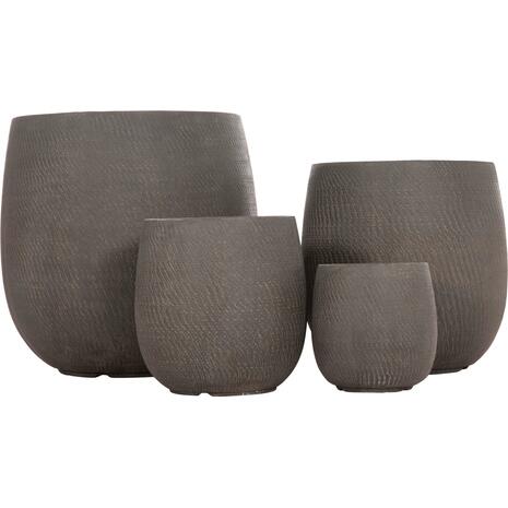 ΣΕΤ 4ΤΜΧ ΓΛΑΣΤΡΕΣ ΣΤΡΟΓΓΥΛΕΣ GARDENER HM4726 FIBERCLAY ΓΚΡΙΖΟΠΡΑΣΙΝΟ Φ52x55Υεκ