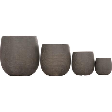 ΣΕΤ 4ΤΜΧ ΓΛΑΣΤΡΕΣ ΣΤΡΟΓΓΥΛΕΣ GARDENER HM4726 FIBERCLAY ΓΚΡΙΖΟΠΡΑΣΙΝΟ Φ52x55Υεκ