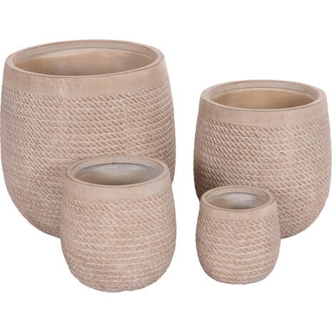 ΣΕΤ 4ΤΜΧ ΓΛΑΣΤΡΕΣ ΣΤΡΟΓΓΥΛΕΣ GARDENER HM4722 FIBERCLAY--IVORY CEMENT Φ54x54Υεκ