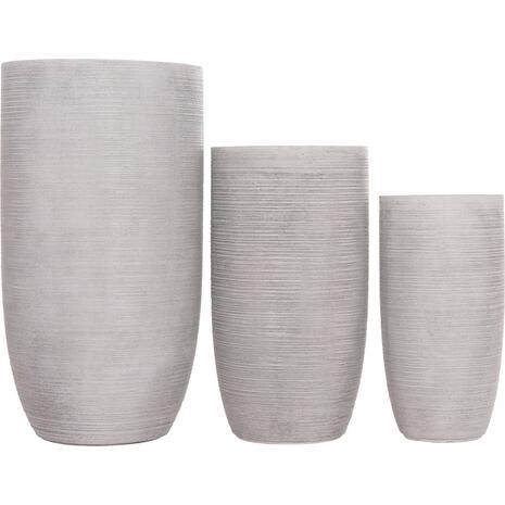 ΣΕΤ 3ΤΜΧ ΓΛΑΣΤΡΕΣ ΚΥΛΙΝΔΡΟΙ ΣΕΙΡΑ GARDENER HM4721 FIBERCLAY-ΧΡΩΜΑ CEMENT Φ42x78Υεκ