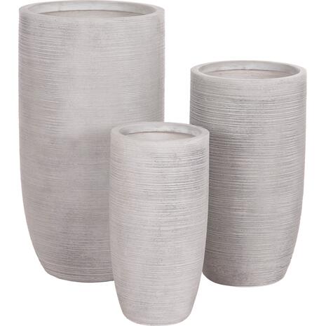 ΣΕΤ 3ΤΜΧ ΓΛΑΣΤΡΕΣ ΚΥΛΙΝΔΡΟΙ ΣΕΙΡΑ GARDENER HM4721 FIBERCLAY-ΧΡΩΜΑ CEMENT Φ42x78Υεκ