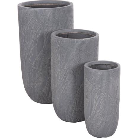 ΣΕΤ 3ΤΜΧ ΓΛΑΣΤΡΕΣ ΚΥΛΙΝΔΡΟΙ ΣΕΙΡΑ GARDENER HM4720 FIBERCLAY-ΧΡΩΜΑ CEMENT Φ44x79Υεκ