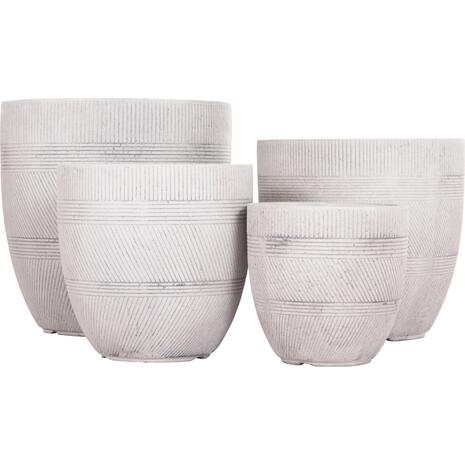 ΣΕΤ 4ΤΜΧ ΓΛΑΣΤΡΕΣ ΣΤΡΟΓΓΥΛΕΣ ΣΕΙΡΑ GARDENER HM4719 FIBERCLAY-ΧΡΩΜΑ CEMENT Φ44x43Υεκ
