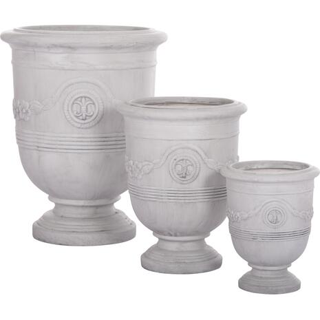 ΣΕΤ 3ΤΜΧ ΓΛΑΣΤΡΕΣ ΜΕ ΑΝΑΓΛΥΦΟ GARDENER HM4729 FIBERCLAY-ΣΕ ΥΠΟΛΕΥΚΟ Φ58x72.5Υεκ
