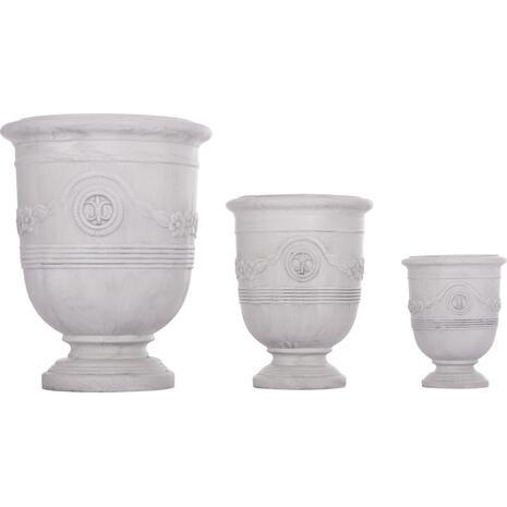 ΣΕΤ 3ΤΜΧ ΓΛΑΣΤΡΕΣ ΜΕ ΑΝΑΓΛΥΦΟ GARDENER HM4729 FIBERCLAY-ΣΕ ΥΠΟΛΕΥΚΟ Φ58x72.5Υεκ