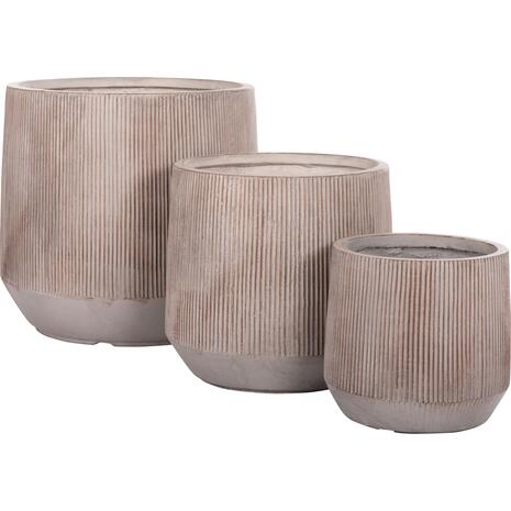 ΣΕΤ 3ΤΜΧ ΓΛΑΣΤΡΕΣ ΣΤΡΟΓΓΥΛΕΣ ΣΕΙΡΑ GARDENER HM4724 FIBERCLAY ΣΕ LIGHT ΚΑΦΕ Φ55x55Υεκ