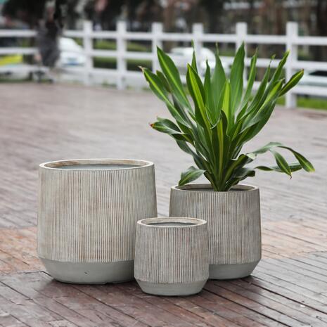 ΣΕΤ 3ΤΜΧ ΓΛΑΣΤΡΕΣ ΣΤΡΟΓΓΥΛΕΣ ΣΕΙΡΑ GARDENER HM4724 FIBERCLAY ΣΕ LIGHT ΚΑΦΕ Φ55x55Υεκ