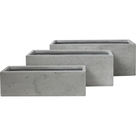 ΣΕΤ 3ΤΜΧ ΓΛΑΣΤΡΕΣ ΟΡΘΟΓΩΝΙΕΣ GARDENER HM4723 FIBERCLAY ΓΚΡΙ CEMENT 81x30x30Υεκ.