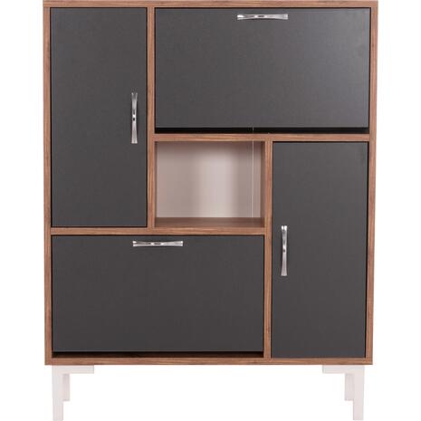 ΠΑΠΟΥΤΣΟΘΗΚΗ MEDY HM18187.02 ΜΕΛΑΜΙΝΗ ΣΕ ΦΥΣΙΚΟ & ΑΝΘΡΑΚΙ-ΜΑΥΡΑ ΠΟΔΙΑ 85x30x108.5Υεκ