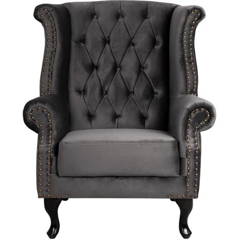 ΠΟΛΥΘΡΟΝΑ-ΜΠΕΡΖΕΡΑ ΓΚΡΙ ΒΕΛΟΥΔΟ T.CHESTERFIELD POLINA 83x75x107Yεκ.HM0053.10 (Γκρι)