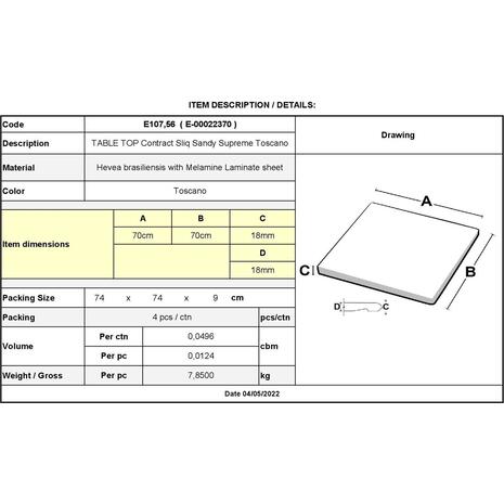Contract Sliq Sandy Supreme Επιφάνεια Τραπεζιού τ.Werzalit Απόχρωση Toscano (Ε107,56)