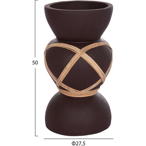 ΔΙΑΚΟΣΜΗΤΙΚΟ ΒΑΖΟ ΔΑΠΕΔΟΥ MAYNARD HM4672.07S TERRACOTTA ΣΟΚΟΛΑΤΙ-RATTAN Φ27.5x50Υεκ