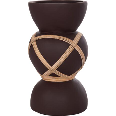 ΔΙΑΚΟΣΜΗΤΙΚΟ ΒΑΖΟ ΔΑΠΕΔΟΥ MAYNARD HM4672.07S TERRACOTTA ΣΟΚΟΛΑΤΙ-RATTAN Φ27.5x50Υεκ
