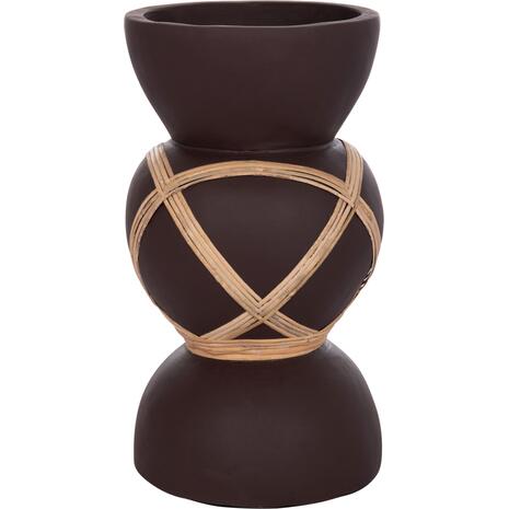 ΔΙΑΚΟΣΜΗΤΙΚΟ ΒΑΖΟ ΔΑΠΕΔΟΥ MAYNARD HM4672.07S TERRACOTTA ΣΟΚΟΛΑΤΙ-RATTAN Φ27.5x50Υεκ
