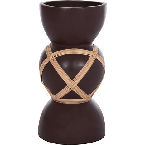 ΔΙΑΚΟΣΜΗΤΙΚΟ ΒΑΖΟ ΔΑΠΕΔΟΥ MAYNARD HM4672.07L TERRACOTTA ΣΟΚΟΛΑΤΙ-RATTAN Φ32x62.5Υεκ