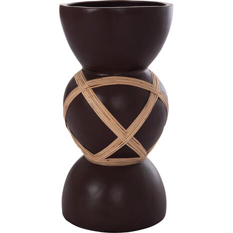 ΔΙΑΚΟΣΜΗΤΙΚΟ ΒΑΖΟ ΔΑΠΕΔΟΥ MAYNARD HM4672.07L TERRACOTTA ΣΟΚΟΛΑΤΙ-RATTAN Φ32x62.5Υεκ