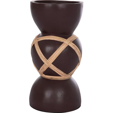 ΔΙΑΚΟΣΜΗΤΙΚΟ ΒΑΖΟ ΔΑΠΕΔΟΥ MAYNARD HM4672.07L TERRACOTTA ΣΟΚΟΛΑΤΙ-RATTAN Φ32x62.5Υεκ