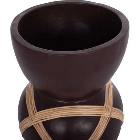 ΔΙΑΚΟΣΜΗΤΙΚΟ ΒΑΖΟ ΔΑΠΕΔΟΥ MAYNARD HM4672.07L TERRACOTTA ΣΟΚΟΛΑΤΙ-RATTAN Φ32x62.5Υεκ
