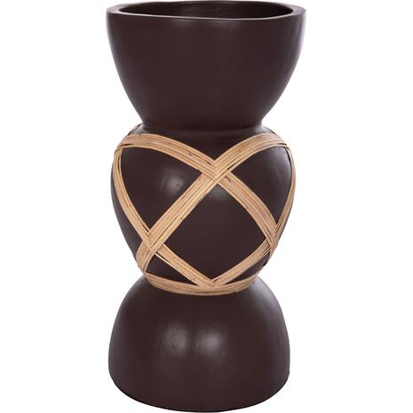 ΔΙΑΚΟΣΜΗΤΙΚΟ ΒΑΖΟ ΔΑΠΕΔΟΥ MAYNARD HM4672.07L TERRACOTTA ΣΟΚΟΛΑΤΙ-RATTAN Φ32x62.5Υεκ