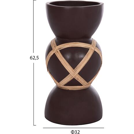 ΔΙΑΚΟΣΜΗΤΙΚΟ ΒΑΖΟ ΔΑΠΕΔΟΥ MAYNARD HM4672.07L TERRACOTTA ΣΟΚΟΛΑΤΙ-RATTAN Φ32x62.5Υεκ