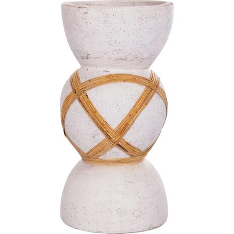 ΔΙΑΚΟΣΜΗΤΙΚΟ ΒΑΖΟ ΔΑΠΕΔΟΥ MAYNARD HM4672.02L TERRACOTTA ΛΕΥΚΟ--RATTAN Φ32x62.5Υεκ.