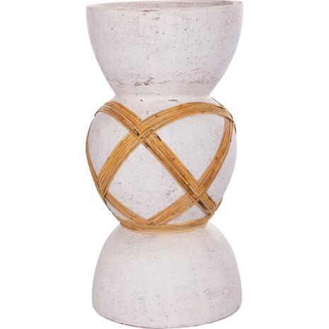 ΔΙΑΚΟΣΜΗΤΙΚΟ ΒΑΖΟ ΔΑΠΕΔΟΥ MAYNARD HM4672.02L TERRACOTTA ΛΕΥΚΟ--RATTAN Φ32x62.5Υεκ.