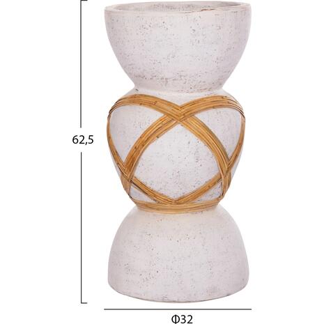 ΔΙΑΚΟΣΜΗΤΙΚΟ ΒΑΖΟ ΔΑΠΕΔΟΥ MAYNARD HM4672.02L TERRACOTTA ΛΕΥΚΟ--RATTAN Φ32x62.5Υεκ.