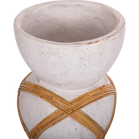 ΔΙΑΚΟΣΜΗΤΙΚΟ ΒΑΖΟ ΔΑΠΕΔΟΥ MAYNARD HM4672.02L TERRACOTTA ΛΕΥΚΟ--RATTAN Φ32x62.5Υεκ.
