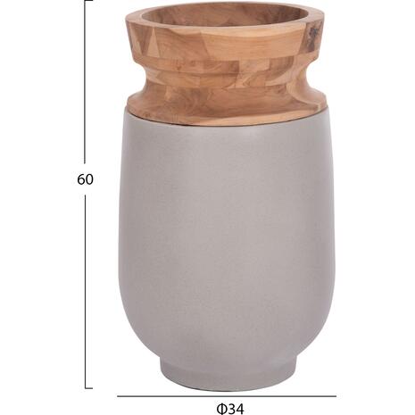 ΔΙΑΚΟΣΜΗΤΙΚΟ ΒΑΖΟ ΔΑΠΕΔΟΥ LINTER HM4662.03S FIBER CEMENT ΓΚΡΙ--ΞΥΛΟ ΤΕΑΚ Φ34x60Υεκ.