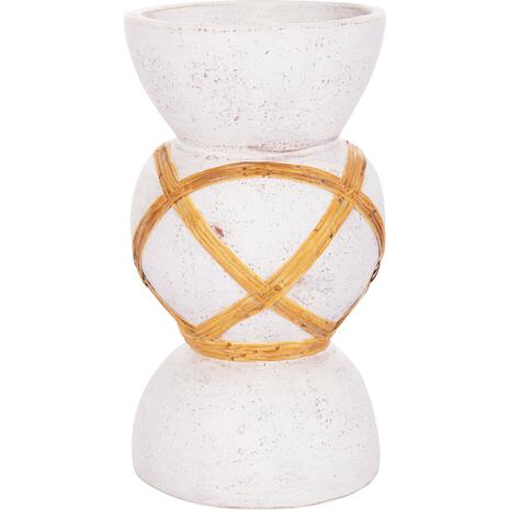 ΔΙΑΚΟΣΜΗΤΙΚΟ ΒΑΖΟ ΔΑΠΕΔΟΥ MAYNARD HM4672.02S TERRACOTTA ΛΕΥΚΟ--RATTAN Φ27.5x50Υεκ
