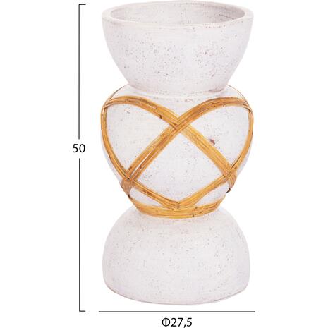 ΔΙΑΚΟΣΜΗΤΙΚΟ ΒΑΖΟ ΔΑΠΕΔΟΥ MAYNARD HM4672.02S TERRACOTTA ΛΕΥΚΟ--RATTAN Φ27.5x50Υεκ