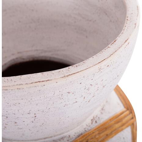 ΔΙΑΚΟΣΜΗΤΙΚΟ ΒΑΖΟ ΔΑΠΕΔΟΥ MAYNARD HM4672.02S TERRACOTTA ΛΕΥΚΟ--RATTAN Φ27.5x50Υεκ