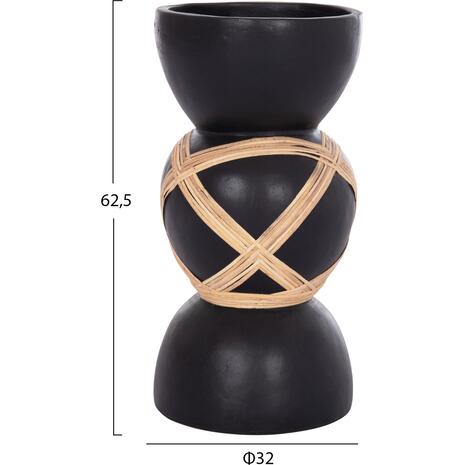 ΔΙΑΚΟΣΜΗΤΙΚΟ ΒΑΖΟ ΔΑΠΕΔΟΥ MAYNARD HM4672.01L TERRACOTTA ΜΑΥΡΟ-RATTAN Φ32x62.5Υεκ
