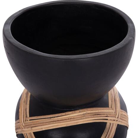 ΔΙΑΚΟΣΜΗΤΙΚΟ ΒΑΖΟ ΔΑΠΕΔΟΥ MAYNARD HM4672.01L TERRACOTTA ΜΑΥΡΟ-RATTAN Φ32x62.5Υεκ