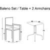 BALENO Set Κήπου - Βεράντας: Τραπέζι + 2 Πολυθρόνες Μέταλλο Ανθρακί, Wicker Mixed Grey (Ε240,10)
